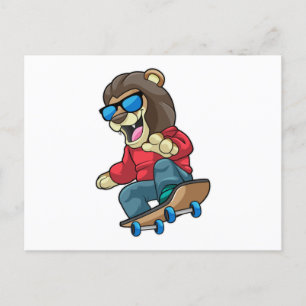 Lion as Skater with Skateboard Postcard