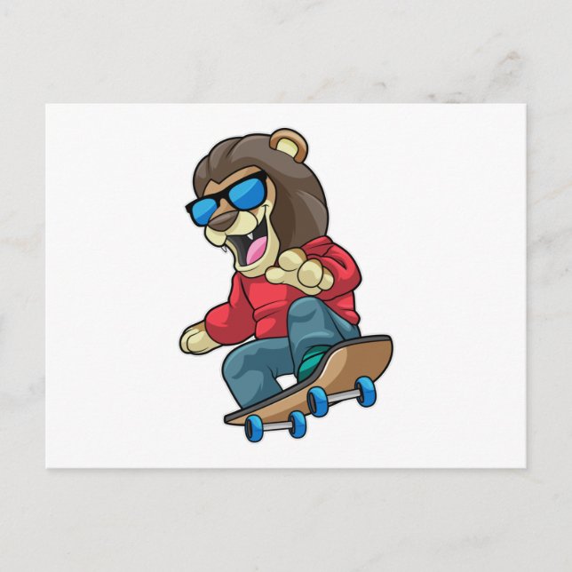 Lion as Skater with Skateboard Postcard (Front)