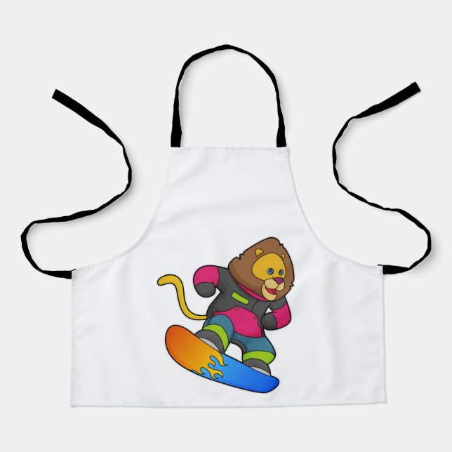 Lion as Snowboarder with Snowboard Apron (Front)