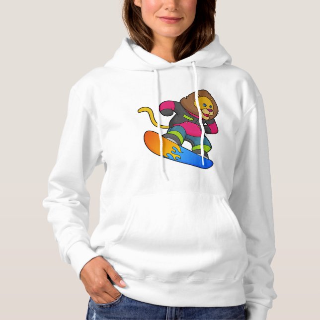 Lion as Snowboarder with Snowboard Hoodie (Front)