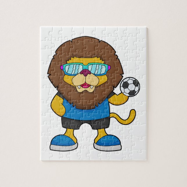 Lion as Soccer player with Soccer Jigsaw Puzzle (Vertical)