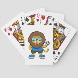 Lion as Soccer player with Soccer Playing Cards