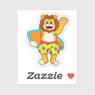 Lion as Surfer with Surfboard