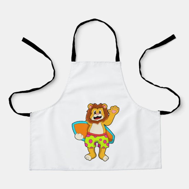 Lion as Surfer with Surfboard Apron (Front)