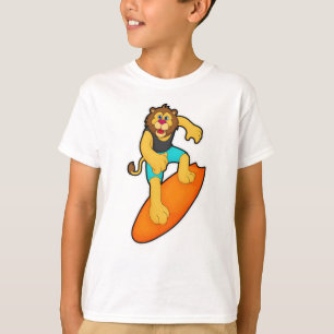Lion as Surfer with Surfboard T-Shirt