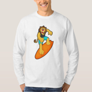 Lion as Surfer with Surfboard T-Shirt