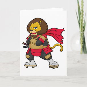 Lion as Warrior with Cape Card