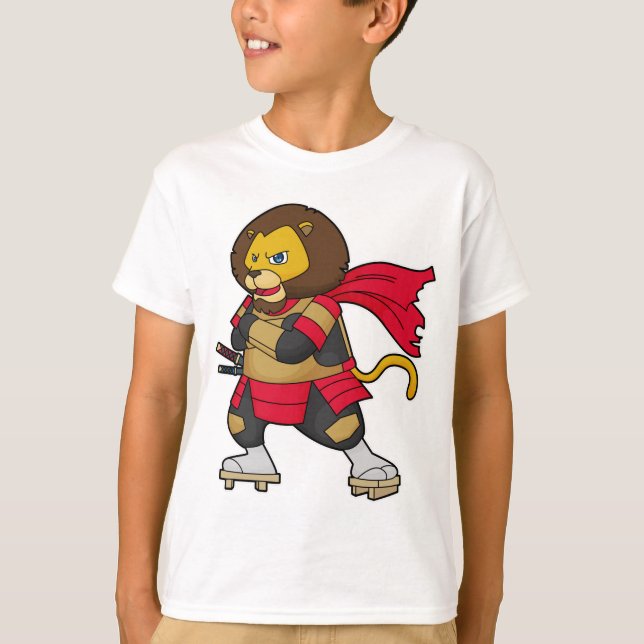 Lion as Warrior with Cape T-Shirt (Front)