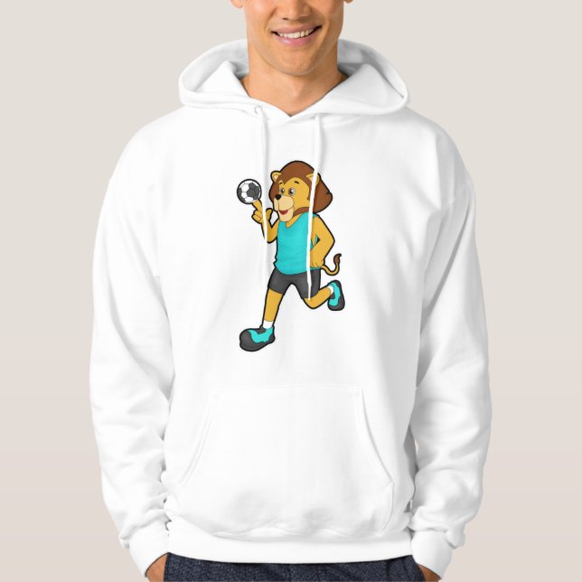 Lion at Handball player with Handball Hoodie (Front)