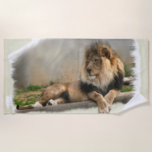 Lion At Rest Beach Towel