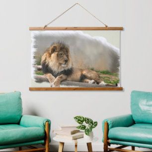 Lion At Rest Wildlife Hanging Tapestry