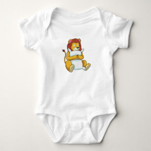 Lion at Sleeping with Pillow Baby Bodysuit