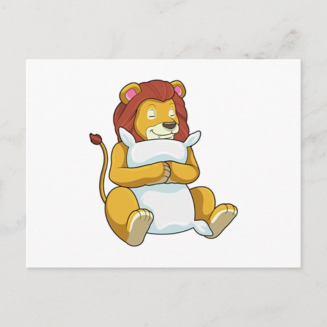 Lion at Sleeping with Pillow Postcard (Front)