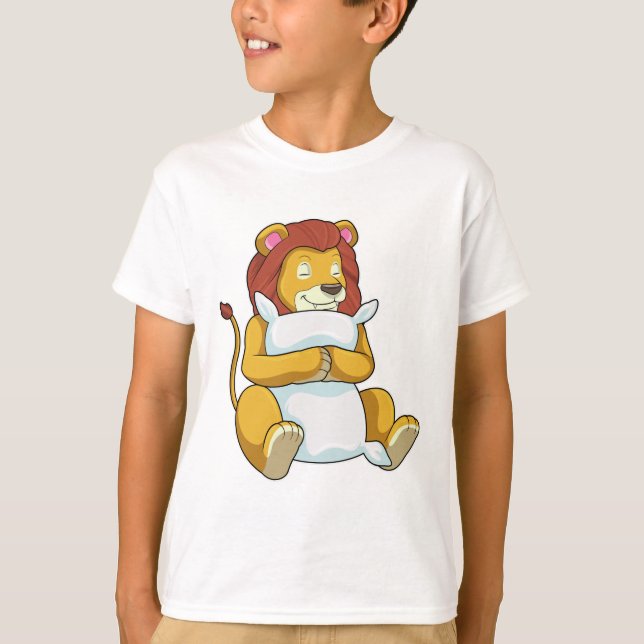 Lion at Sleeping with Pillow T-Shirt (Front)