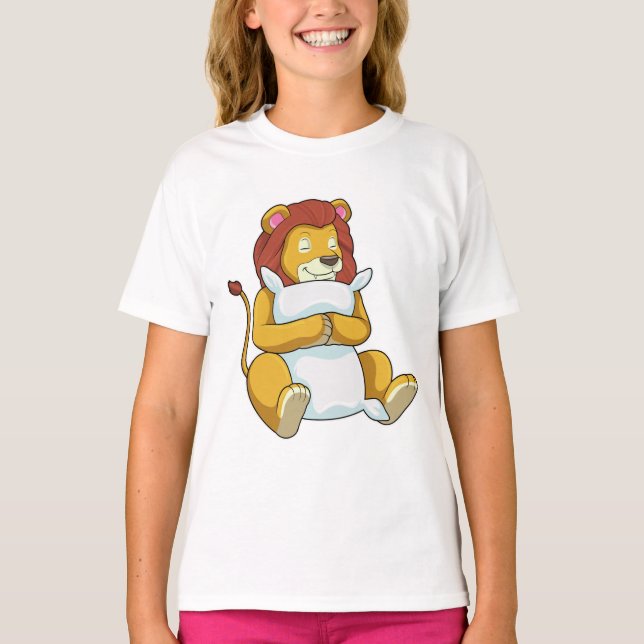 Lion at Sleeping with Pillow T-Shirt (Front)