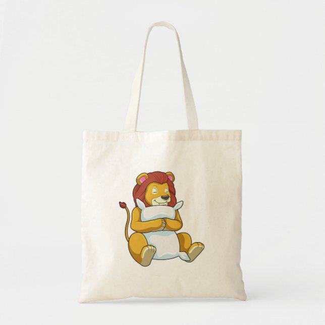 Lion at Sleeping with Pillow Tote Bag (Front)