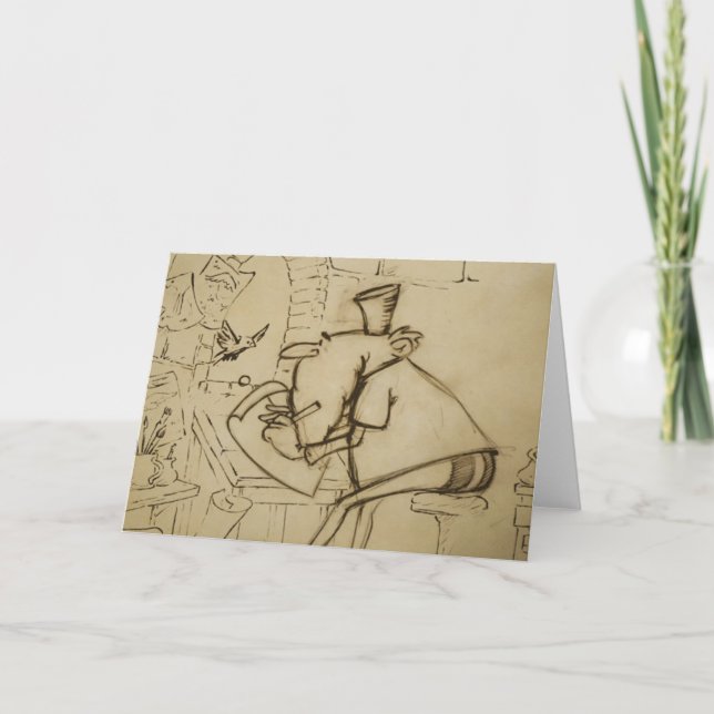 Lion au bureau - carte de voeux (blanc) (Devant)