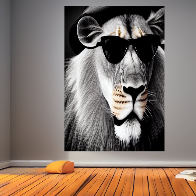 Lion avec lunettes de soleil | AI Art Poster (Créateur téléchargé)