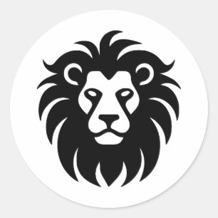 Lion Baby Essence in Black and White Classic Round Sticker