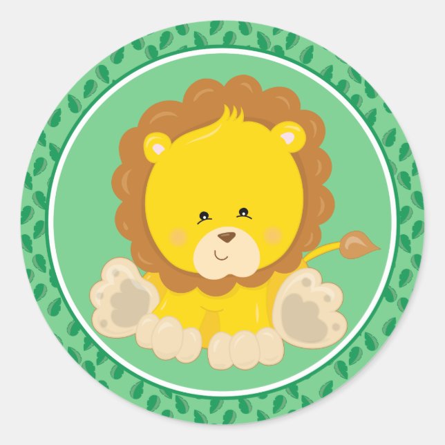 Lion | Baby Safari Animals Classic Round Sticker (Front)