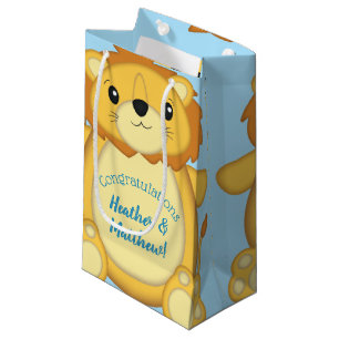 Lion Baby Shower Blue Small Gift Bag