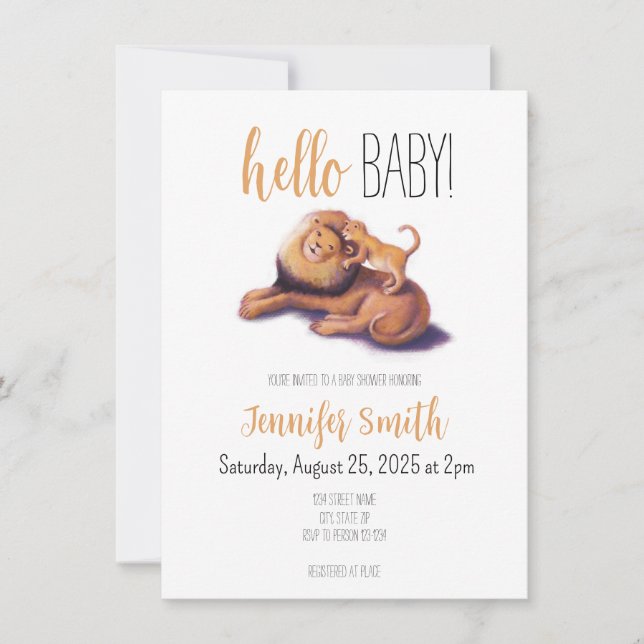 Lion Baby Shower Invitation (Front)