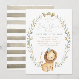 Lion Baby Shower Invitation - Jungle Animal Theme