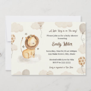 Lion baby shower invitation mignonne aquarelle