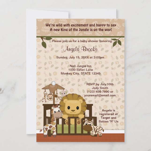 LION Baby shower Invitation Nali Jungle NJL (Devant)