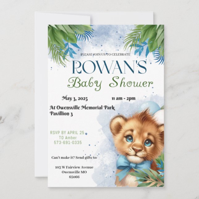 Lion Baby Shower Invite (Front)