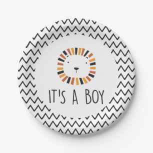 Lion Baby Shower It's a Boy Paper Plate