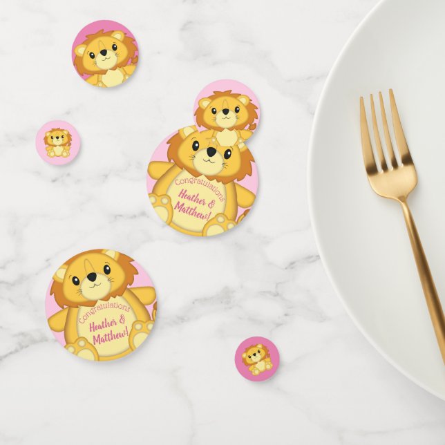 Lion Baby Shower Pink Confetti (Group)