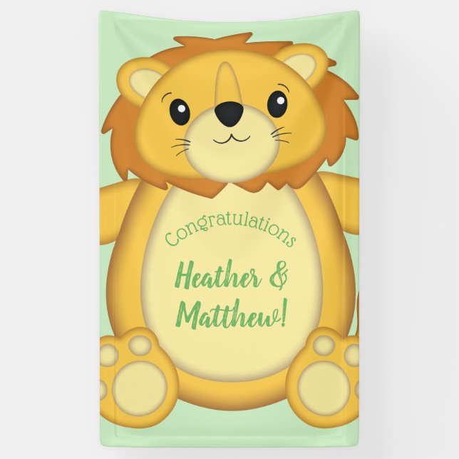 Lion Baby Shower Safari Banner (Vertical)