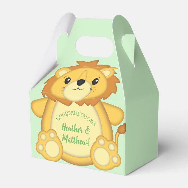 Lion Baby Shower Safari Favor Box (Front Side)