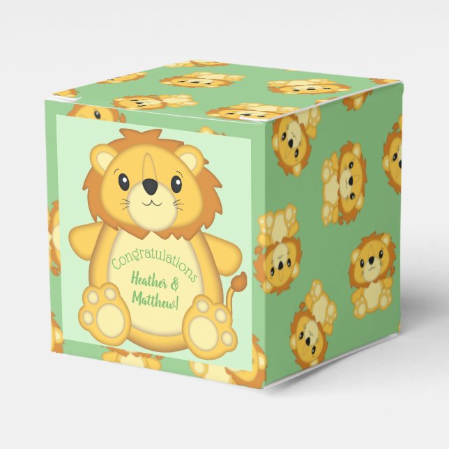 Lion Baby Shower Safari Favor Box (Front Side)