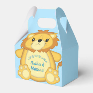 Lion Baby Shower Zoo Circus Blue Boy Favor Box