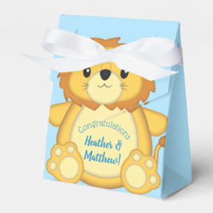 Lion Baby Shower Zoo Circus Blue Boy Favor Box