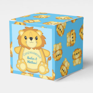 Lion Baby Shower Zoo Circus Blue Boy Favor Box
