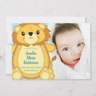 Lion Baby Shower Zoo Circus Blue Boy Invitation
