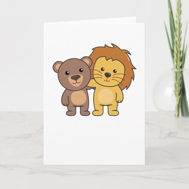 Lion Bear Zoo Cute Animals Cute Kids Card (Front)