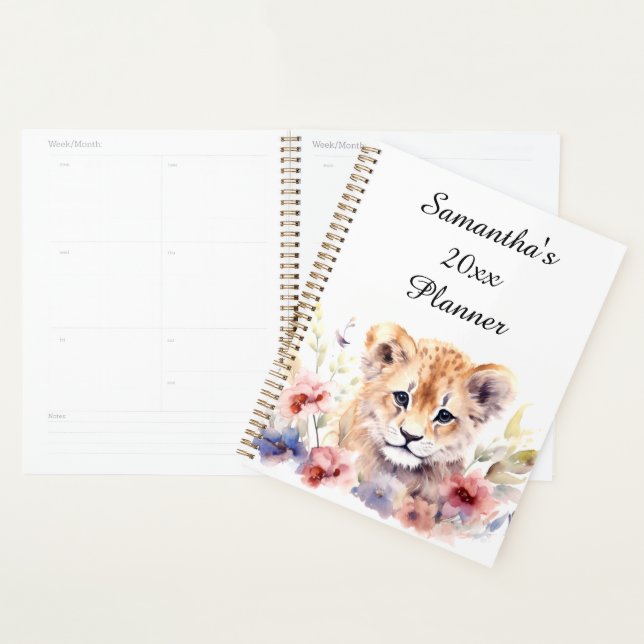 Lion bébé mignon planificateur personnalisé (Devant avec enveloppe)