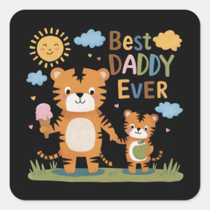 Lion Best Daddy Ever Square Sticker