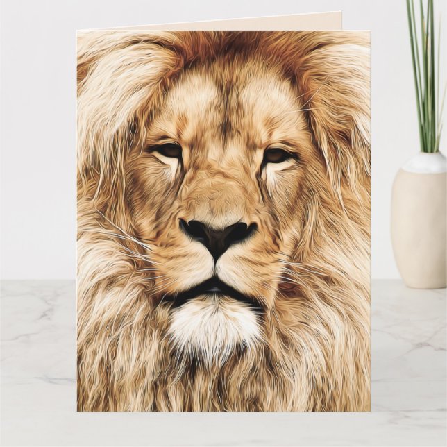 LION BIG CHAT CARTE D'ANNIVERSAIRE (Devant)
