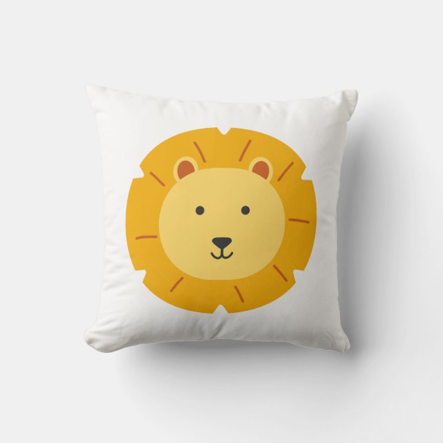Lion Birthday Kids Art Throw Pillow (Front)