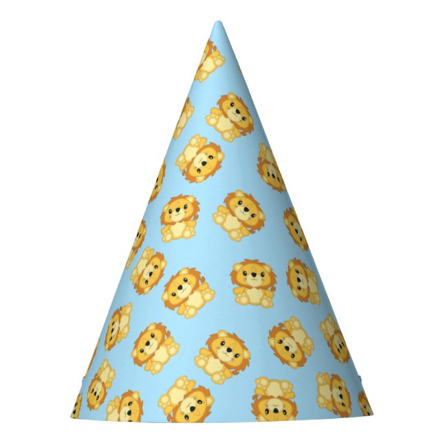 Lion Birthday Party Blue Hat (Front)