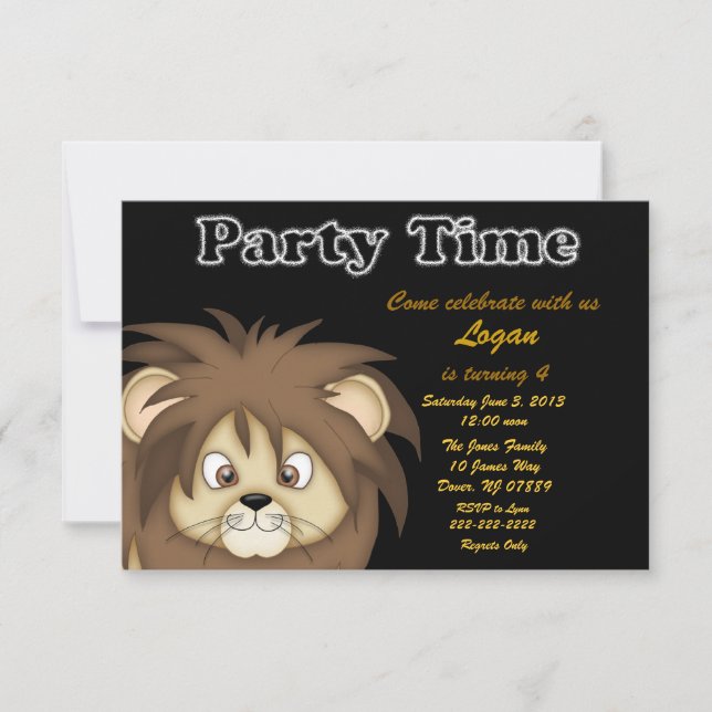 Lion Birthday Party Invitation (Front)