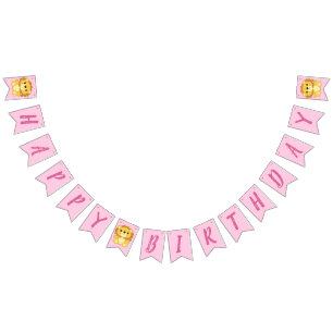 Lion Birthday Party Pink Bunting Flags