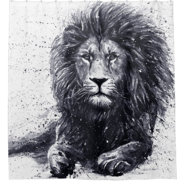 Lion black and white illustration. (Front)