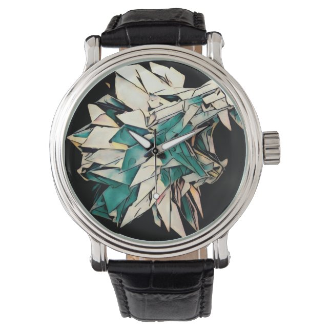 Lion Black Vintage Leather Watch (Front)