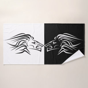 Lion - Black & White Bath Towel Set
